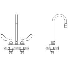 Double Handle 1.5GPM Ceramic Disc Bathroom Faucet with Blade Handles and 12" Gooseneck Spout from the Commercial Series