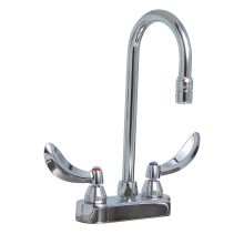Double Handle 1.5GPM Ceramic Disc Bathroom Faucet with Temperature Indicated Blade Handles and 10-1/2" Gooseneck Spout from the Commercial Series