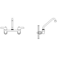 Double Handle 1.5GPM Ceramic Disc Wallmount Faucet with Integral Stops and Lever Blade Handles 11" Tubular Swing Spout and Antimicrobial by AgION from the Commercial Series