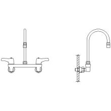 Double Handle 1.5GPM Ceramic Disc Wallmount Faucet with Integral Stops and Lever Blade Handles and Gooseneck Spout from the Commercial Series