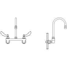 Double Handle 1.5GPM Ceramic Disc Wallmount Faucet with Integral Stops and Blade Handles and Gooseneck Spout from the Commercial Series