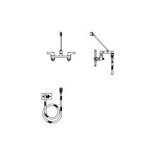 Double Handle Ceramic Disc Wallmount Faucet with Lever Blade Handles Long Spout with Brace and Vacuum Breaker Aerator with Hose from the Commercial Series
