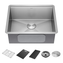 Rivet 23” Workstation Kitchen Sink Undermount 16 Gauge Stainless Steel Single Bowl with WorkFlow Ledge and Accessories