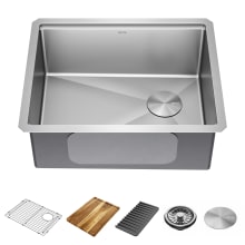 Lorelai 23” Workstation Kitchen Sink Undermount 16 Gauge Stainless Steel Single Bowl with WorkFlow Ledge and Accessories