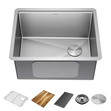 Lorelai 24” Workstation Laundry Utility Kitchen Sink Undermount 16 Gauge Stainless Steel Single Bowl with WorkFlow Ledge and Accessories