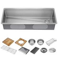 Lorelai 45” Workstation Kitchen Sink Undermount 16 Gauge Stainless Steel Single Bowl with 2-Tier WorkFlow Ledge and Accessories
