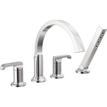 Tetra Deck Mounted Roman Tub Filler with Built-In Diverter and Hand Shower - Less Handles and Rough In