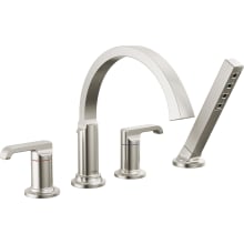 Tetra Deck Mounted Roman Tub Filler with Built-In Diverter and Hand Shower - Less Handles and Rough In