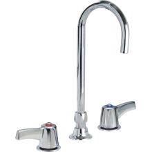 Double Handle 1 GPM Ceramic Disc Widespread Bathroom Faucet with Lever Blade Handles and Smooth End Gooseneck Spout from the Commercial Series