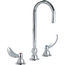 Double Handle 1 GPM Ceramic Disc Widespread Bathroom Faucet with Blade Handles and Smooth End Gooseneck Spout from the Commercial Series