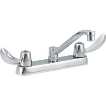 Double Handle 1.5GPM Ceramic Disc Kitchen Faucet with Hooded Blade Handles Wallform Swing Spout and Antimicrobial by AgION from the Commercial Series