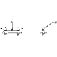 Commercial Double Handle 1.5 GPM Deck Utility Faucet with Temperature Indicated Lever Blade Handles and Wallform Swing Spout