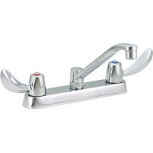Double Handle 1.5GPM Ceramic Disc Kitchen Faucet with Hooded Blade Handles Wallform Swing Spout from the Commercial Series