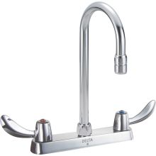 Double Handle 1.5GPM Ceramic Disc Kitchen Faucet with Hooded Blade Handles Gooseneck Spout and Antimicrobial by AgION from the Commercial Series