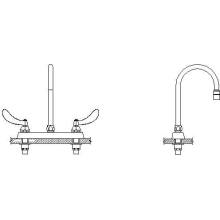 Commercial Double Handle 1.5 GPM Deck Utility Faucet with Blade Handles and Gooseneck Swing Spout