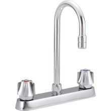 Double Handle 1.5GPM Ceramic Disc Kitchen Faucet with Flute Handles Gooseneck Spout and Vandal Resistant Aerator from the Commercial Series