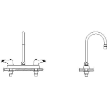 Commercial Double Handle 1.5 GPM Deck Utility Faucet with Temperature Indicated Lever Blade Handles and Gooseneck Swing Spout