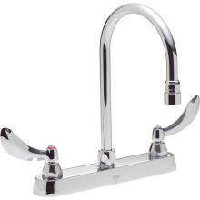 Double Handle 1.5GPM Ceramic Disc Kitchen Faucet with Blade Handles Gooseneck Spout and Vandal Resistant Aerator from the Commercial Series