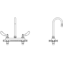 Commercial Double Handle 1.5 GPM Deck Utility Faucet with Blade Handles and Gooseneck Spout