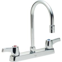 Double Handle 1.5GPM Ceramic Disc Kitchen Faucet with Lever Blade Handles and Gooseneck Spout from the Commercial Series