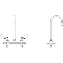 Commercial Double Handle 1.5 GPM Deck Utility Faucet with Blade Handles and Gooseneck Spout