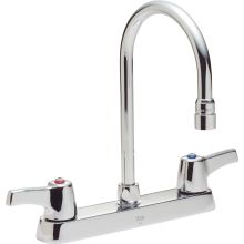 Commercial Double Handle High Arc Kitchen Faucet with .5 GPM Non-Aerating Outlet Hooded Lever Handles and 5.8" Spout Height