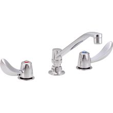 Double Handle 1.5GPM Ceramic Disc Below Deckmount Kitchen Faucet with Hooded Blade Handles Wallform Swing Spout and Antimicrobial by AgION from the Commercial Series
