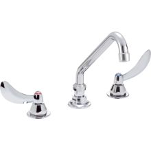 Double Handle 1.5GPM Ceramic Disc Below Deckmount Kitchen Faucet with Blade Handles Tubular Swing Spout and Antimicrobial by AgION from the Commercial Series