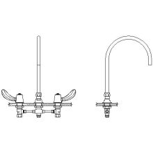 Commercial Double Handle Gooseneck Kitchen Faucet with 1.1 GPM Flow Control Hooded Blade Handles and 6.7" Spout Height