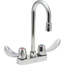Double Handle 1.5GPM Ceramic Disc Bathroom Faucet with Hooded Blade Handles 10-1/2" Gooseneck Spout and Antimicrobial by AgION from the Commercial Series