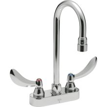 Double Handle 1.5GPM Ceramic Disc Bathroom Faucet with Blade Handles 10-1/2" Gooseneck Spout and Vandal Resistant Aerator from the Commercial Series