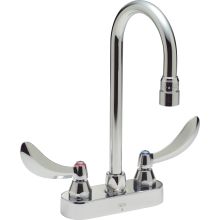 Double Handle 1.5GPM Ceramic Disc Bathroom Faucet with Blade Handles 10-13/32" Gooseneck Spout and Vandal Resistant Aerator from the Commercial Series