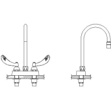 Commercial Double Handle 1.5 GPM Centerset Bathroom Faucet with Temperature Indicated Blade Handles and Gooseneck Swing Spout