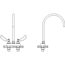 Commercial Double Handle 1 GPM Centerset Bathroom Faucet with Blade Handles and Gooseneck Spout