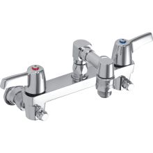 Double Handle Ceramic Disc Wallmount Faucet with Lever Blade Handles Short Spout and Vacuum Breaker Aerator from the Commercial Series