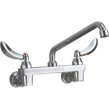 Double Handle 1.5GPM Ceramic Disc Wallmount Faucet Less Integral Stops with Blade Handles 11" Tubular Swing Spout and Antimicrobial by AgION from the Commercial Series