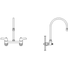 Commercial Double Handle 1.5 GPM Widespread Utility Wall Mounted Faucet with Lever Blade Handles and Gooseneck Spout