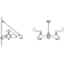 Commercial Double Handle Widespread Utility Wall Mounted Faucet with Garden Hose Outlet, Adjustable Centers and Brace