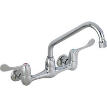 Commercial Laundry Faucet Wall Mount Double Handle with Swing Spout, Vandal Resistant Aerator and 4" Hooded Blade Handles