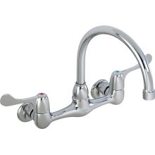 Commercial Laundry Faucet Double Handle Wall Mount with 4" Blade Handles, Gooseneck Spout, and Vandal Resistant Aerator