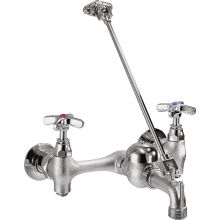 Double Handle Wallmount Faucet with Cross Handles Wall Brace and Pail Hook from the Commercial Series