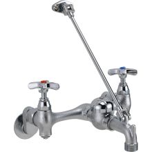 Double Handle Wallmount Faucet with Cross Handles Wall Brace Adjustable Centers and Pail Hook from the Commercial Series
