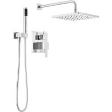 Modern Square Non Shared Function Shower System Package with 1.75GPM Single Function Shower Head and Hand Shower - Includes Rough-In
