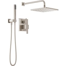 Modern Square Non Shared Function Shower System Package with 1.75GPM Single Function Shower Head and Hand Shower - Less Rough-In