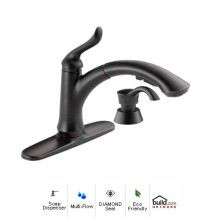 Linden Pull-Out Kitchen Faucet with Temporary Flow Increase and Soap/Lotion Dispenser - Includes Lifetime Warranty