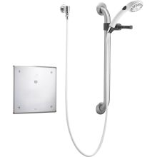 Push Button Hardwire Metering Electronic Shower System with 10" Control Box Thermostatic Mixing Valve and Personal Hand Shower from the Commercial Series