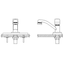 Commercial Centerset 0.5 GPM Metering Bathroom Faucet with Slow Close Handle and 4" Escutcheon Plate