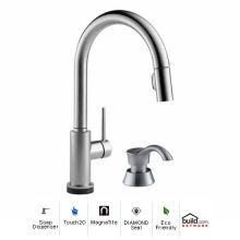 Trinsic Pull-Down Kitchen Faucet with On/Off Touch Activation, Magnetic Docking Spray Head, and Soap/Lotion Dispenser - Includes Lifetime Warranty (5 Year on Electronic Parts)