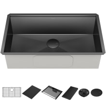 Rivet 32" Undermount Single Basin Stainless Steel Kitchen Sink with Cutting Board
