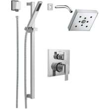 Ara Pressure Balanced Shower System with Shower Head, Shower Arm, Hand Shower, Slide Bar, Hose, Valve Trim and MultiChoice Rough-In